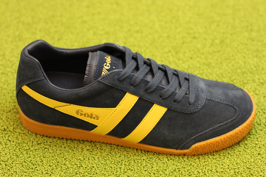 Men's Harrier Sneaker - Navy/Pollen Suede/Leather Side Angle View