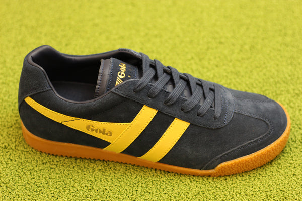 Men's Harrier Sneaker - Navy/Pollen Suede/Leather Side Angle View