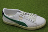 Unisex Clyde Base Sneaker - White/Green Leather/Suede 'Side Angle View