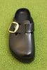 Women's Boston Big Buckle Clog - Black Amalfi Leather Front View 
