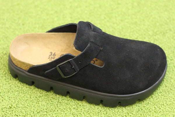 Women's Boston Chunky Clog - Black Suede Side View