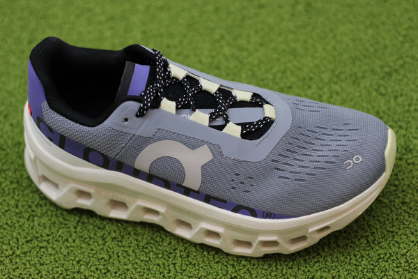 Womens Cloudmonster Sneaker - Mist/Blueberry Synthetic/Mesh Side Angle View