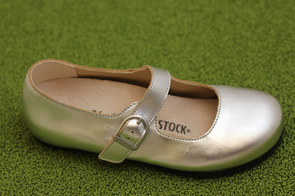 Women's Santa Clarita Maryjane - Silver Leather Side Angle View 
