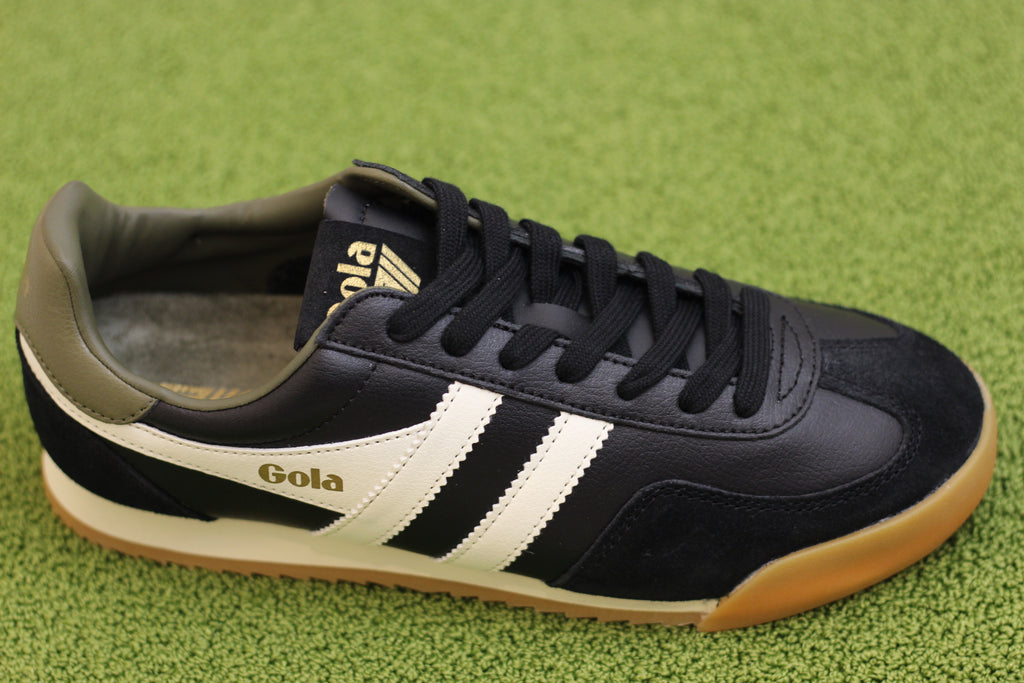 Men's Europa Sneaker - Black/Off White Leather/Suede Side View