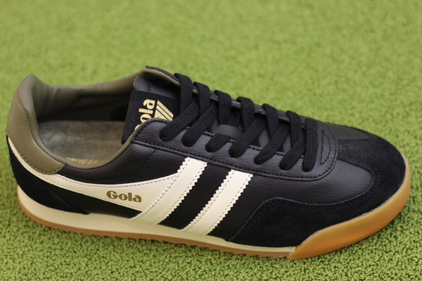 Men's Europa Sneaker - Black/Off White Leather/Suede Side View