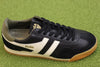 Men's Europa Sneaker - Black/Off White Leather/Suede Side View