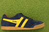 Women's Harrier Sneaker - Navy/Sun/Red Suede/Leather Side View