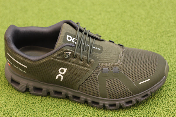 Mens Cloud6 Sneaker - Olive Mesh/Synthetic Side Angle View