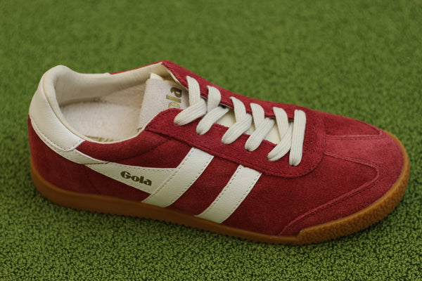 Women's Elan Sneaker - Deep Red/White Side Angle View