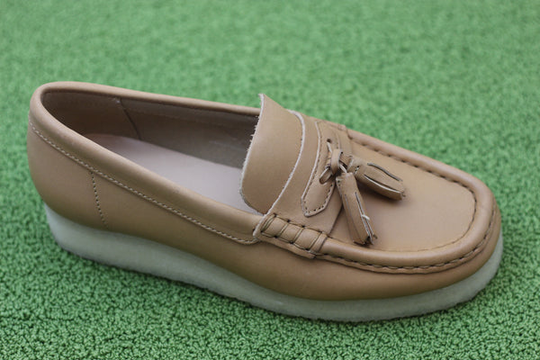 Women's Wallabee Loafer- Tan Leather Side Angle View