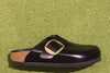 Women's Boston Big Buckle Clog - Black Amalfi Leather Side View 