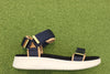 Womens Line Sandal - Navy Textile Side View