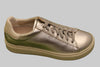Women's Bend Sneaker - Silver Leather Side Angle View