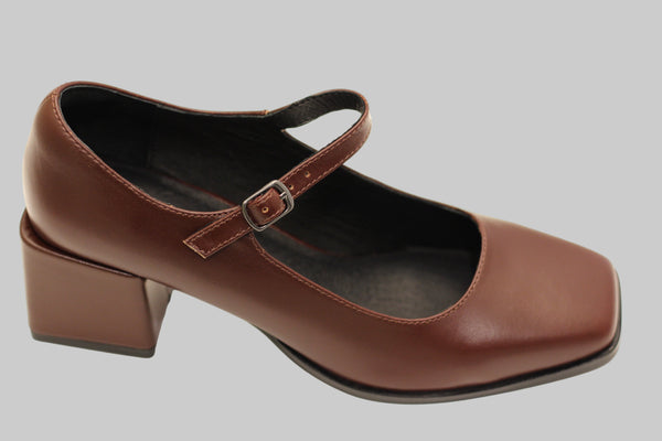 Women's Christopher Mary Jane -Maroon Calf Side Angle View