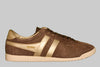 Women's Bullet Sneaker - Otter/Gold Suede/Leather Side View