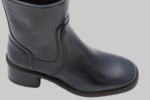 Women's 21946 Zip Boot - Navy  Leather Side Angle View