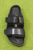 Women's Uji Hex Sandal - Black/Black Hi Shine Leather/Nubuck Top View