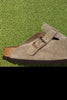 Women's Boston Clog - Taupe Suede Side View