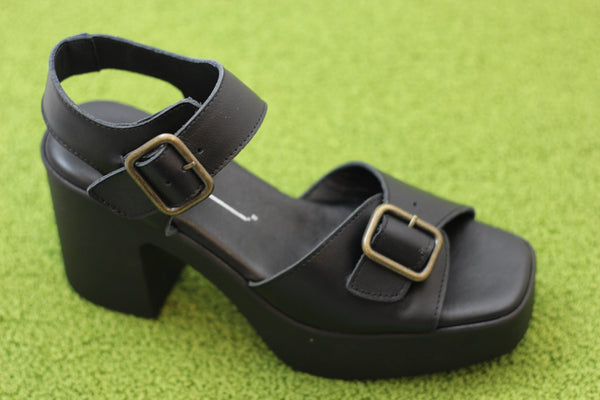 Women's Margo Sandal - Black Leather Side Angle View