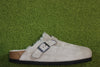 Women's Boston Shearling Clog - Stone Coin Suede/Shearling Side View