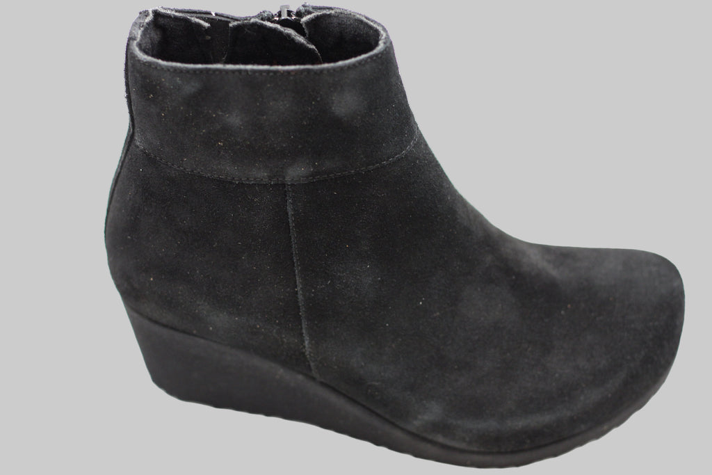 Women's Ebba Wedge Boot - Black Suede side angle view