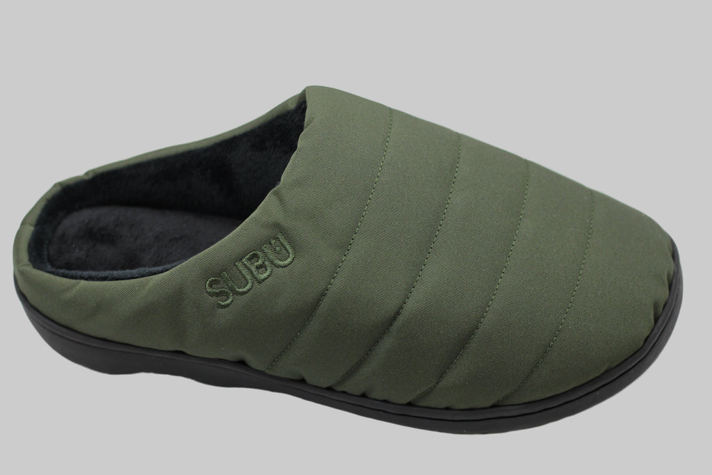 Unisex Nannen Slipper - Khaki Nylon Side Angle View