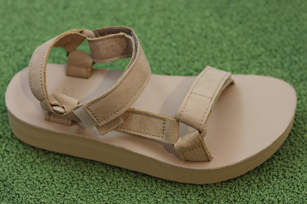 Women's Mid Universal Sandal- Sand Leather Side Angle View