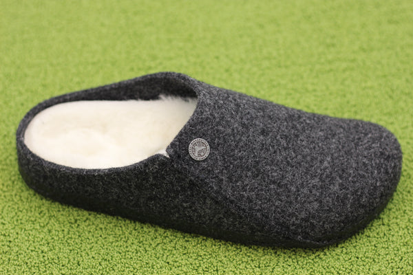 Women's Zermatt Slipper - Anthracite Wool/Shearling Side Angle View
