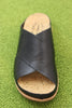 Women's Tutsi Cross Band Sandal - Black Leather Top View