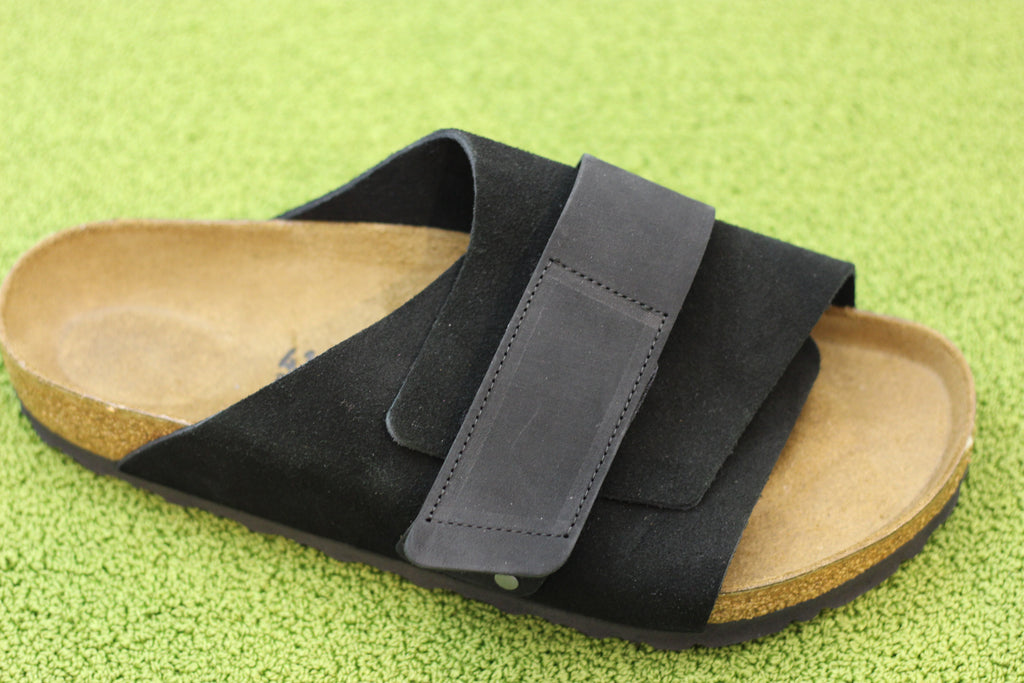 Men's Kyoto Sandal - Black Suede/Leather Side Angle View