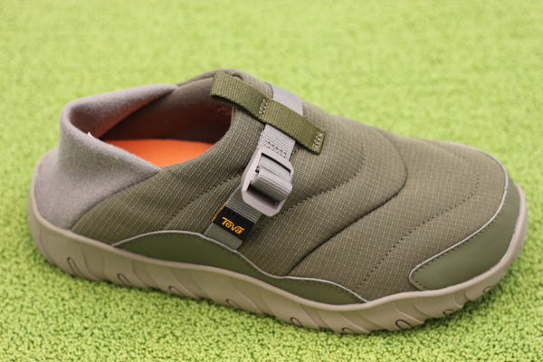 Men's Reember Camp Slipper- Olive Nylon Side Angle View