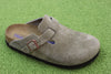 Men's Boston Clog - Taupe Suede Side Angle view