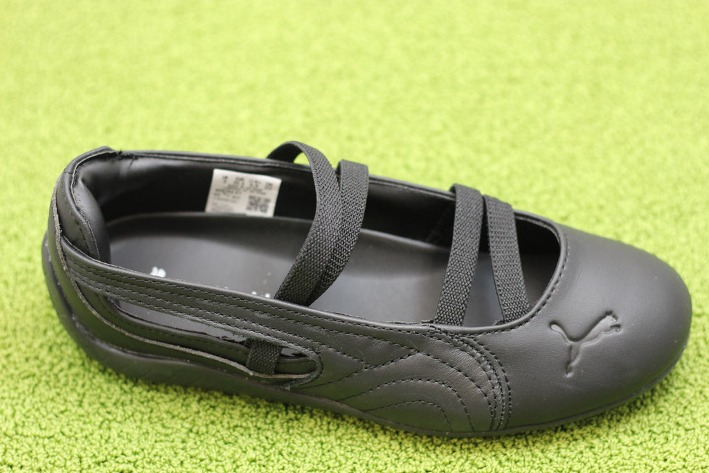 Womens Speedcat Ballet Sneaker- Black Leather Side Angle View