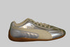 Womens Speedcat Sneaker- Silver/White Leather Side View