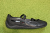 Womens Speedcat Ballet Sneaker- Black Leather Side View