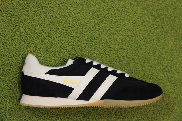 Women's Sprinter Sneaker - Black/White Nylon/Suede Side View