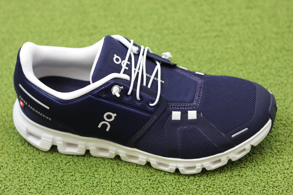 Mens Cloud6 Sneaker - Midnight White Mesh/Synthetic Side Angle View