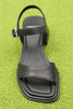Womens Ines Heel Sandal - Black Leather Top View