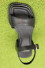 Womens Ines Heel Sandal - Black Leather Top View