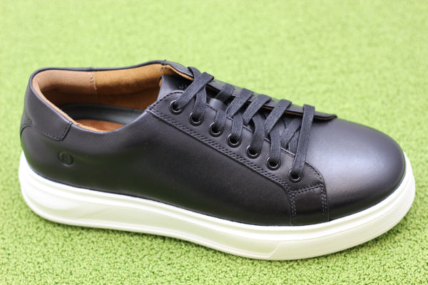 Men's Goswell Tie Sneaker -  Blk Leather side Angle View