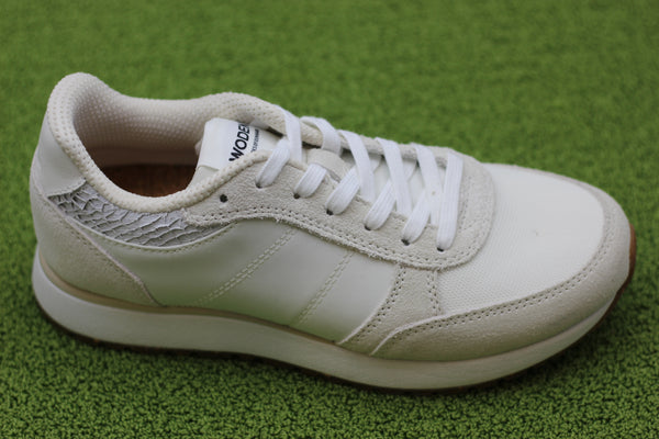 Womens Ronja Sneaker  - Whisper White Nylon/Suede/Mesh Side Angle View