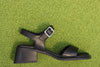 Womens Ines Heel Sandal - Black Leather Side View