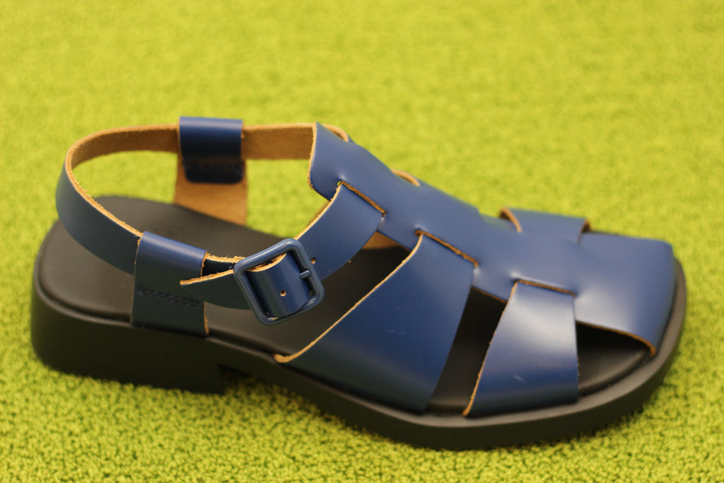Women's Dana Fisherman Sandal - Blue Leather Side View