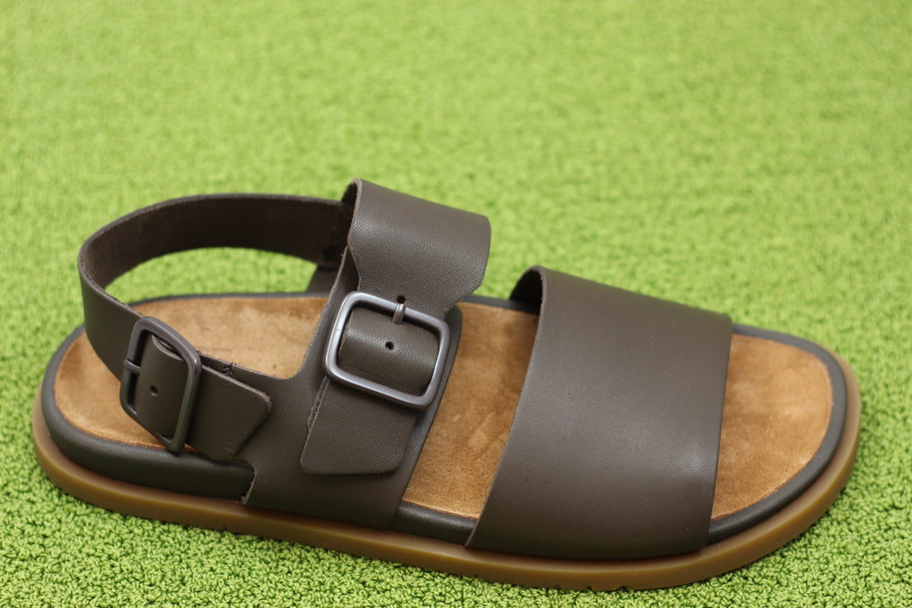 Mens Lluc Sandal- Brown Leather Side Angle View