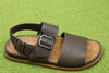Mens Lluc Sandal- Brown Leather Side Angle View