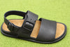 Mens Lluc Sandal- Black Leather Side Angle View