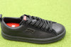 Mens Runner Sneaker - Black Leather Side  Angle View