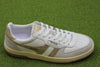 Women's Hawk Sneaker - White/Gold Leather/Suede Side View