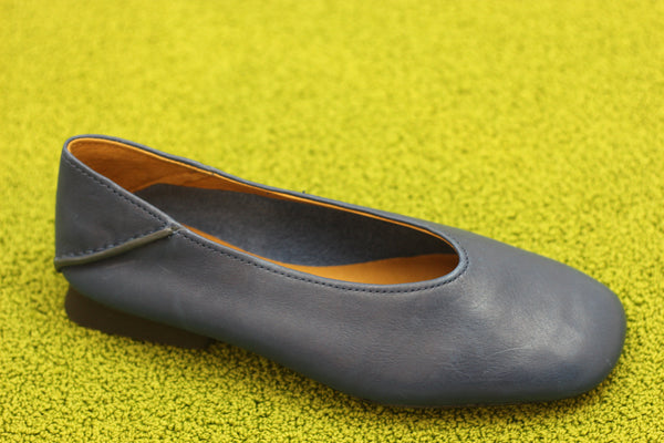 Womens Casi Myra Slip On - Blue Leather Side Angle View