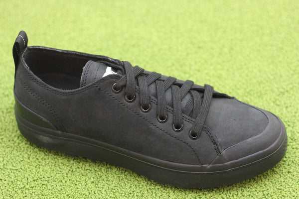 Mens Metro Low WP Sneaker - Black Leather Side Angle View